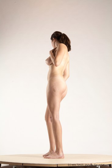 Nude Woman White Standing poses - ALL Slim long brown Standing poses - simple Multi angle poses Pinup