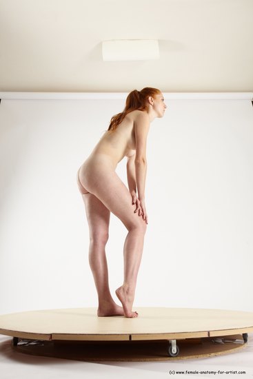 Nude Woman White Standing poses - ALL Slim long red Standing poses - simple Multi angle poses Pinup