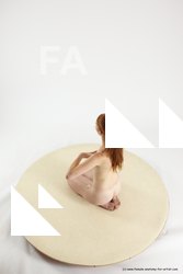 Nude Woman White Sitting poses - ALL Slim long red Sitting poses - on knees Multi angle poses Pinup
