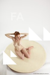 Nude Woman White Sitting poses - ALL Slim long red Sitting poses - simple Multi angle poses Pinup
