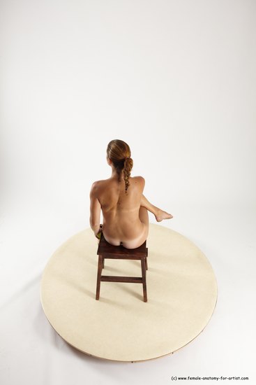 Nude Woman White Sitting poses - ALL Slim long red Sitting poses - simple Multi angle poses Pinup