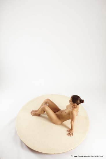 Nude Woman White Sitting poses - ALL Athletic long brown Sitting poses - simple Multi angle poses Pinup