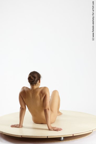 Nude Woman White Sitting poses - ALL Athletic long brown Sitting poses - simple Multi angle poses Pinup