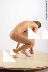 Nude Woman White Standing poses - ALL Athletic Standing poses - knee-bend long brown Pinup