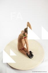 Nude Woman White Kneeling poses - ALL Slim Kneeling poses - on both knees long blond Multi angle poses Pinup