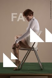 Casual Daily activities Woman White Sitting poses - ALL Slim short red Sitting poses - simple Academic