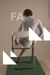 Casual Daily activities Woman White Sitting poses - ALL Slim short red Sitting poses - simple Academic