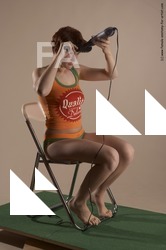 Casual Daily activities Woman White Sitting poses - ALL Slim short red Sitting poses - simple Academic