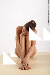 Nude Woman White Sitting poses - ALL Slim long brown Sitting poses - simple Pinup