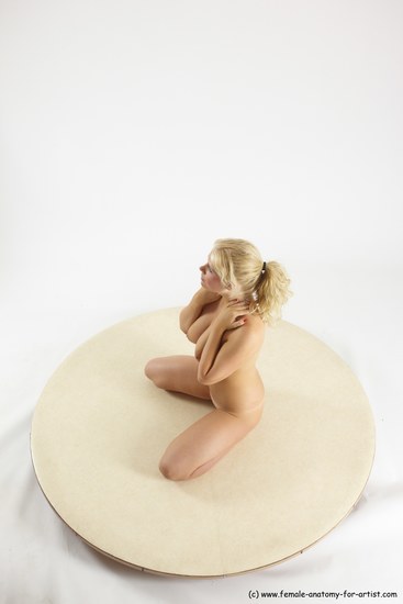 Nude Woman White Sitting poses - ALL Slim long blond Sitting poses - on knees Multi angle poses Pinup