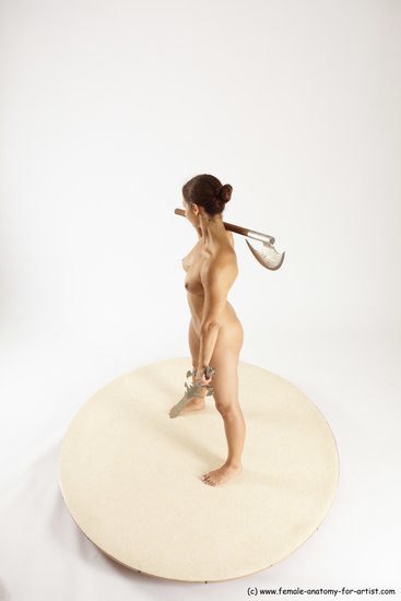Nude Fighting with sword Woman White Standing poses - ALL Athletic long brown Standing poses - simple Multi angle poses Pinup