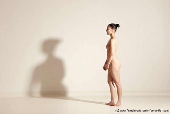 Nude Woman White Slim long black Dancing Dynamic poses Pinup