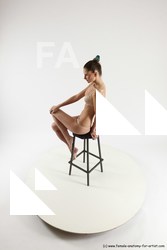 Underwear Woman White Sitting poses - ALL Athletic long brown Sitting poses - simple Multi angle poses Academic