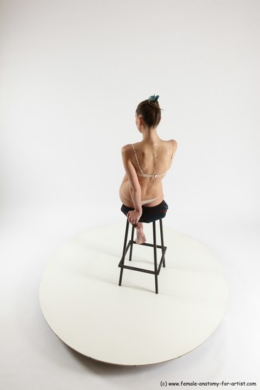 Underwear Woman White Sitting poses - ALL Athletic long brown Sitting poses - simple Multi angle poses Academic