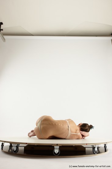 Underwear Woman White Laying poses - ALL Athletic Laying poses - on side long brown Multi angle poses Academic