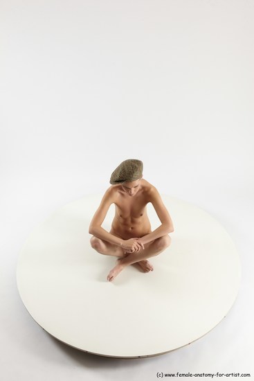 Nude Woman White Sitting poses - ALL Slim bald Sitting poses - simple Multi angle poses Pinup