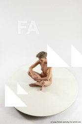 Nude Woman White Sitting poses - ALL Slim bald Sitting poses - simple Multi angle poses Pinup