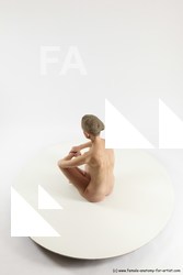 Nude Woman White Sitting poses - ALL Slim bald Sitting poses - simple Multi angle poses Pinup