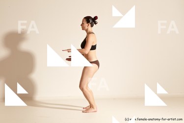 Underwear Martial art Woman White Moving poses Average long colored Dynamic poses Academic