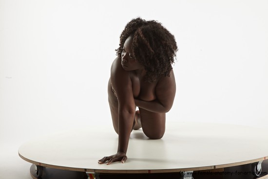 Nude Woman Black Kneeling poses - ALL Average Kneeling poses - on both knees medium black Standard Photoshoot Pinup