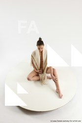 Underwear Woman White Sitting poses - ALL Athletic long brown Sitting poses - simple Multi angle poses Academic