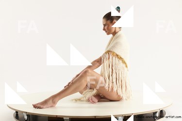 Underwear Woman White Sitting poses - ALL Athletic long brown Sitting poses - simple Multi angle poses Academic