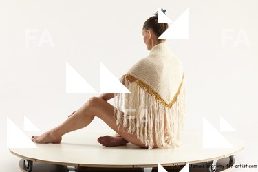 Underwear Woman White Sitting poses - ALL Athletic long brown Sitting poses - simple Multi angle poses Academic