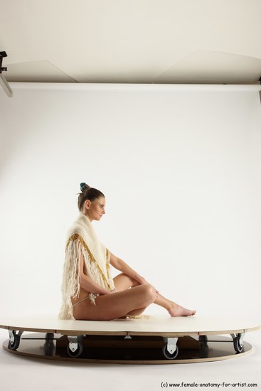 Underwear Woman White Sitting poses - ALL Athletic long brown Sitting poses - simple Multi angle poses Academic
