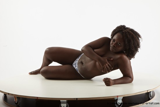 Nude Woman Black Laying poses - ALL Average medium black Standard Photoshoot Pinup
