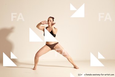 Underwear Martial art Woman White Moving poses Average long colored Dynamic poses Academic