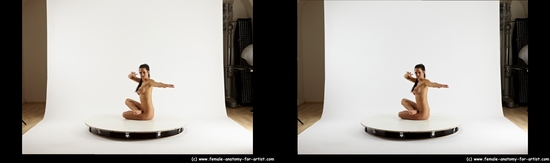 Nude Woman White Sitting poses - ALL Slim long black Sitting poses - simple 3D Stereoscopic poses Pinup