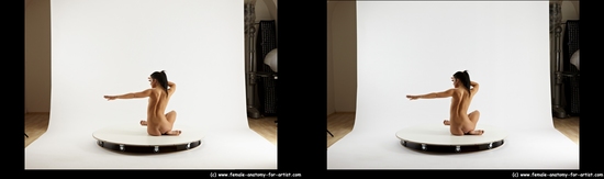 Nude Woman White Sitting poses - ALL Slim long black Sitting poses - simple 3D Stereoscopic poses Pinup