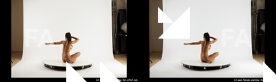 Nude Woman White Sitting poses - ALL Slim long black Sitting poses - simple 3D Stereoscopic poses Pinup