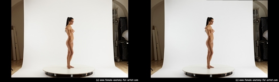 Nude Woman White Standing poses - ALL Slim long black Standing poses - simple 3D Stereoscopic poses Pinup