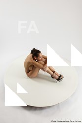Nude Woman White Sitting poses - ALL Slim long brown Sitting poses - simple Multi angle poses Pinup