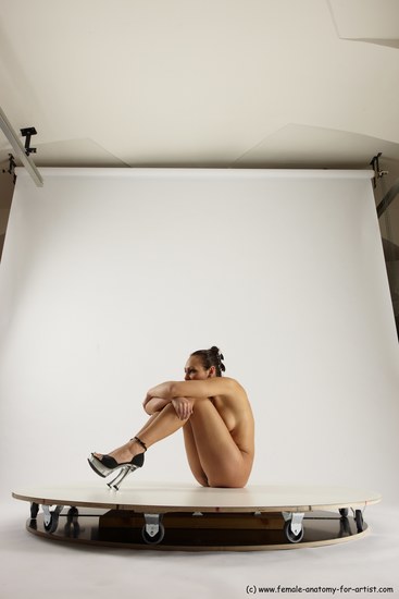 Nude Woman White Sitting poses - ALL Slim long brown Sitting poses - simple Multi angle poses Pinup