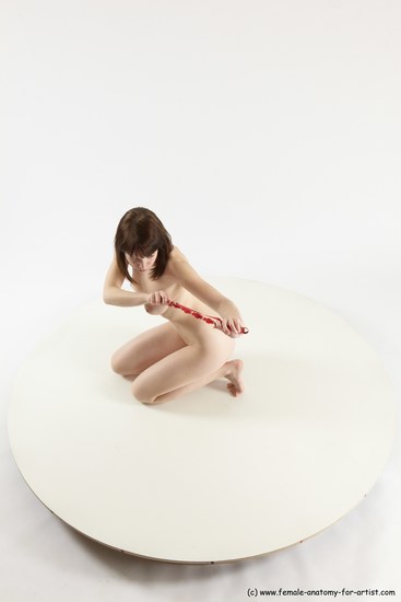 Nude Woman White Sitting poses - ALL Slim medium brown Sitting poses - on knees Multi angle poses Pinup