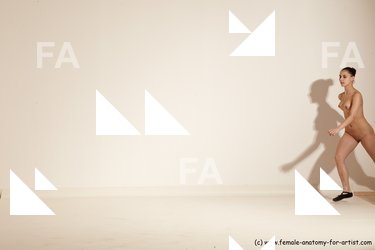 Nude Woman White Slim long brown Dancing Dynamic poses Pinup