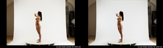 Nude Woman White Standing poses - ALL Slim long black Standing poses - simple 3D Stereoscopic poses Pinup