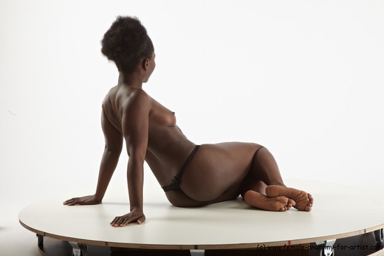 Underwear Woman Black Sitting poses - ALL Average medium brown Sitting poses - simple Standard Photoshoot Pinup