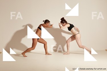 Underwear Martial art Woman White Moving poses Athletic medium brown Dynamic poses Academic