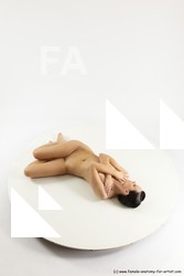 Nude Woman White Laying poses - ALL Slim Laying poses - on back long brown Multi angle poses Pinup
