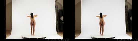 Nude Woman White Standing poses - ALL Slim long black Standing poses - simple 3D Stereoscopic poses Pinup