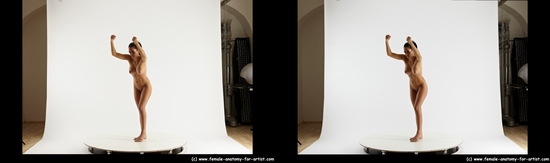 Nude Woman White Standing poses - ALL Slim long black Standing poses - simple 3D Stereoscopic poses Pinup