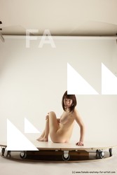 Nude Woman White Sitting poses - ALL Slim medium brown Sitting poses - on knees Multi angle poses Pinup
