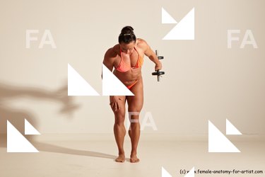 Swimsuit Woman White Moving poses Muscular long brown Dynamic poses Academic