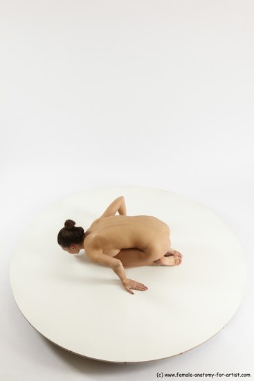 Nude Gymnastic poses Woman White Slim long brown Multi angle poses Pinup