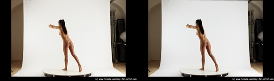 Nude Woman White Standing poses - ALL Slim long black Standing poses - simple 3D Stereoscopic poses Pinup