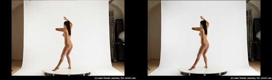 Nude Woman White Standing poses - ALL Slim long black Standing poses - simple 3D Stereoscopic poses Pinup