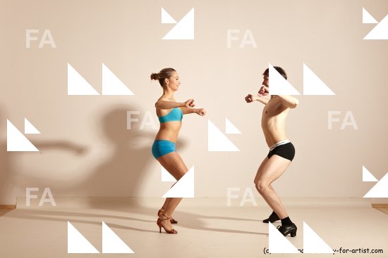 Underwear White Slim short brown Dancing Dynamic poses